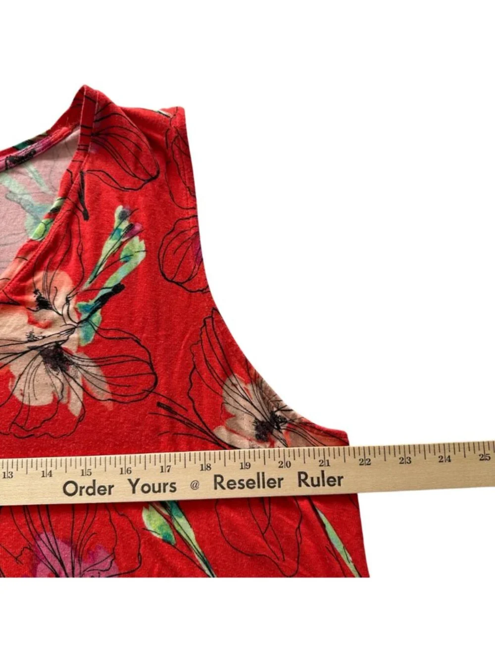 Apt. 9 Essentials Womens Red Tropical Floral Sleeveless V-Neck Tank Top XXL - Picture 7 of 9
